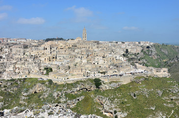 Italy, Basilicata, Matera, city of stones, Unesco heritage, capital of European culture 2019.  Panorama from the Belvedere.