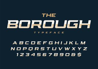 Wall Mural - the borough trendy retro display font design, alphabet, typeface, letters and numbers.