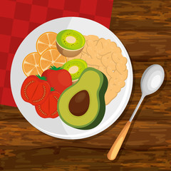 Poster - dish with fresh vegetables vector illustration design