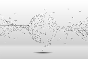 Poster - Polygon particle build to sphere: Concept of Futuristic, Big Data, Data transform