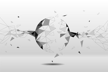Poster - Polygon particle build to sphere: Concept of Futuristic, Big Data, Data transform