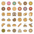 © lukpedclub - Bread, donut, pie, bakery product, filled outline icon set