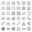© lukpedclub - Bread, donut, pie, bakery product, outline icon set