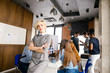 © alfa27 - smiling pretty model leaning on the office desk and resting