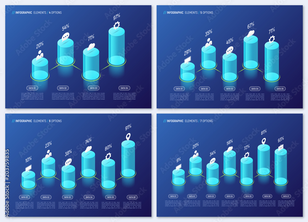 Modern isometric infographic designs, charts, templates, concept Stock ...