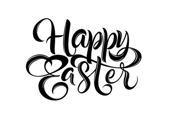 Wall Mural - Happy Easter lettering. Easter design element. Handwritten text, calligraphy. For greeting cards, posters, leaflets and brochures.
