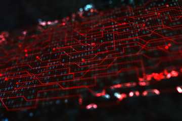 Wall Mural - glowing circuit background