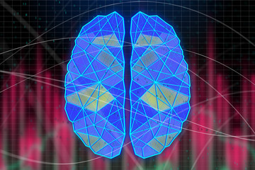 Wall Mural - glowing blue polygonal brain wallpaper