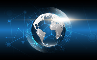 Global network connection World map abstract technology background global business innovation concept