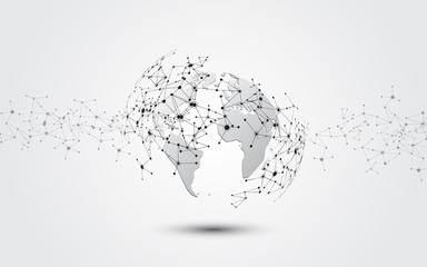 Wall Mural - global network connection world map abstract technology background global business innovation concep