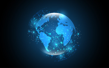 global network connection world map abstract technology background global business innovation concep