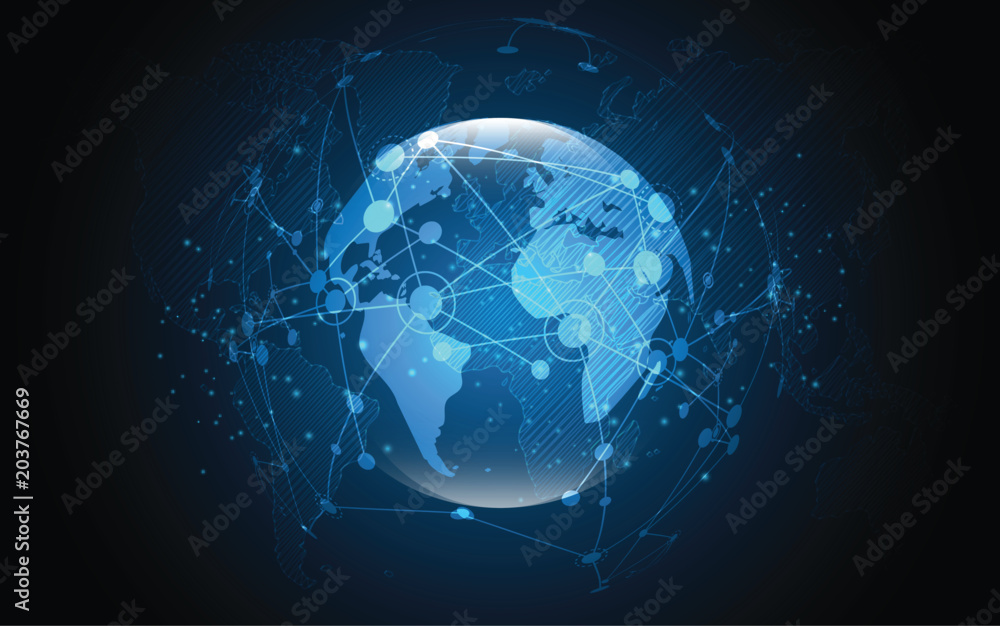 Global network connection World map abstract technology background ...