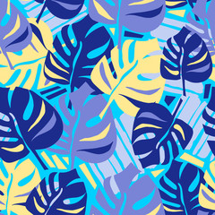  Seamless summer tropical leaves pattern