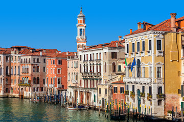 Wall Mural - Colorful houses along Grand Canal in Venice.