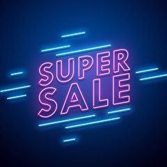 Sticker - Sale neon sign. Vector illustration. 