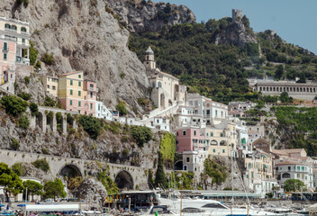 Wall Mural - View of the picturesque town of Amalfi in the Gulf of Salerno on the iconic Amalfi Coast, Italy