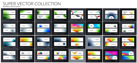 Wall Mural - Abstract vector set of horizontal website banners with colourful flowers abstract shapes for web design.