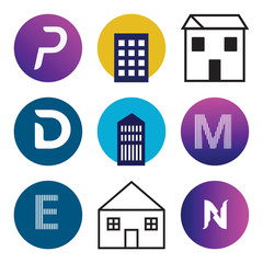 Poster - Set Of 9 simple editable icons such as N, Apartment, E