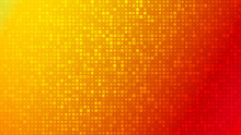 Abstract Background Of Small Squares Or Pixels Of Different Sizes In Red And Orange Colors.