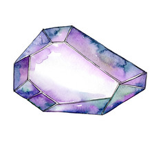 Violet diamond rock jewelry mineral.  Geometric quartz polygon crystal stone mosaic shape amethyst gem.