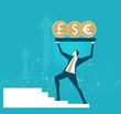 © IRStone - Businessman holding up the platform with currency symbols