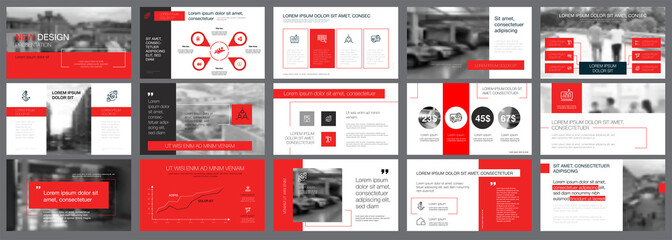 Poster - Red and black training or management concept infographics set