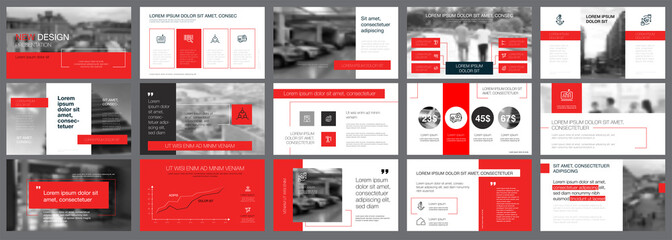 Wall Mural - red, white and black infographic design elements
