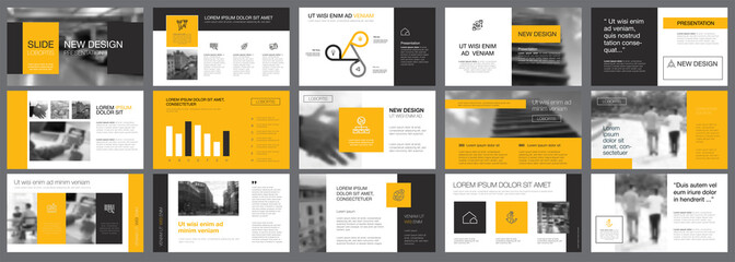 Wall Mural - Yellow, white and black infographic design elements