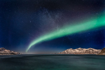 Wall Mural - Aurora Borealis (northern lights) Grotfjord - Kvaloya, north Norway