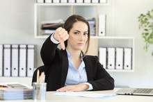 Businesswoman Denying With Thumbs Down