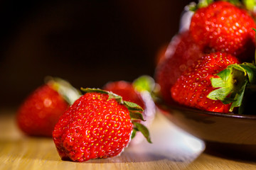 Wall Mural - appetizing ripe strawberry close-up