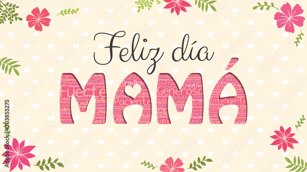 Feliz Dia Mama Happy Day Mom In Spanish Language Greeting Card