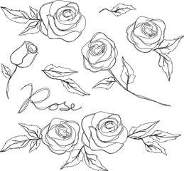 Wall Mural - rose sketch vector vintage