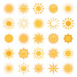 vector collection of sun icons on white background