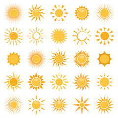 vector collection of sun icons on white background