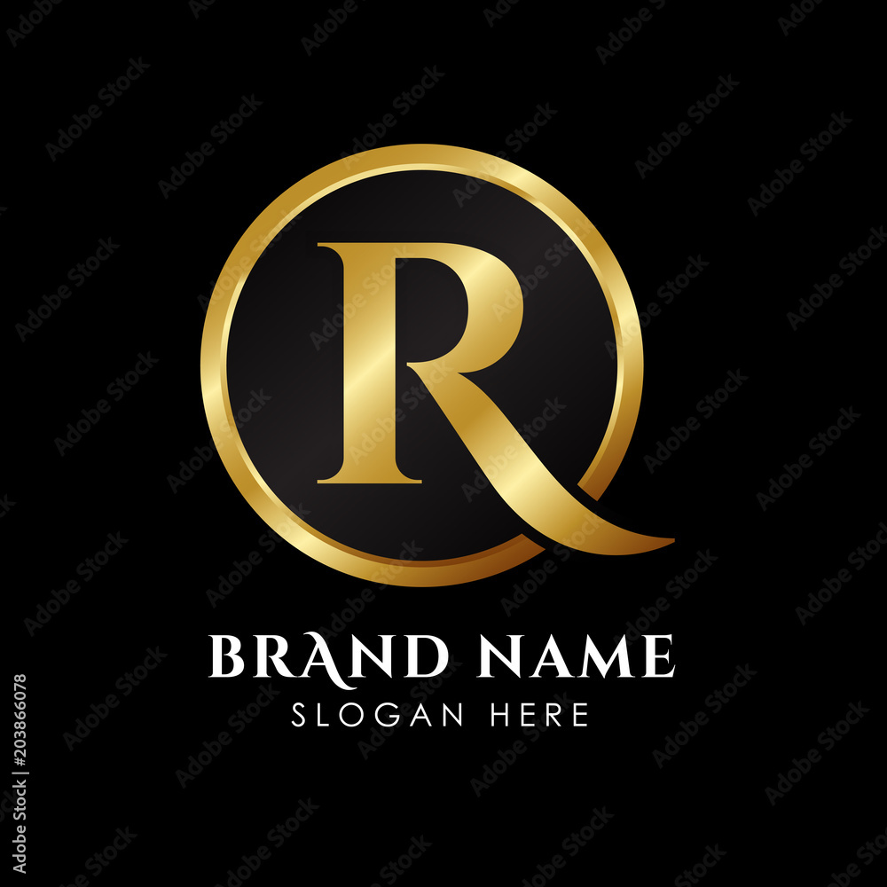 luxury letter R logo template in gold color. Royal premium logo template  vector Stock Vector | Adobe Stock, image size:1000x1000