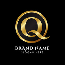 luxury letter Q logo template in gold color. Royal premium logo template vector