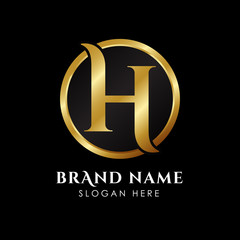 Canvas Print - luxury letter H logo template in gold color. Royal premium logo template vector