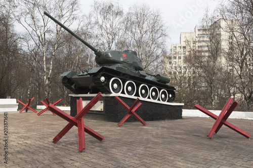Poster Military memorial with T-34 tank in Vologda, Russia
