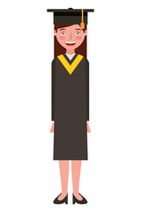 Wall Mural - young woman with graduation hat avatar character vector illustration design