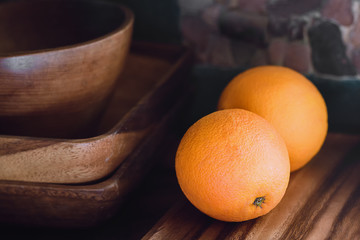 Two oranges on the table