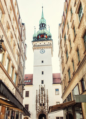 Poster - Old town hall in Brno, Czech, yellow filter