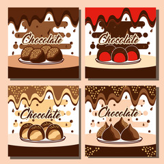 Wall Mural - chocolate set sweet delicious bar candy vector illustration