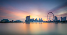 Singapore Skyline Panorama At Sunset