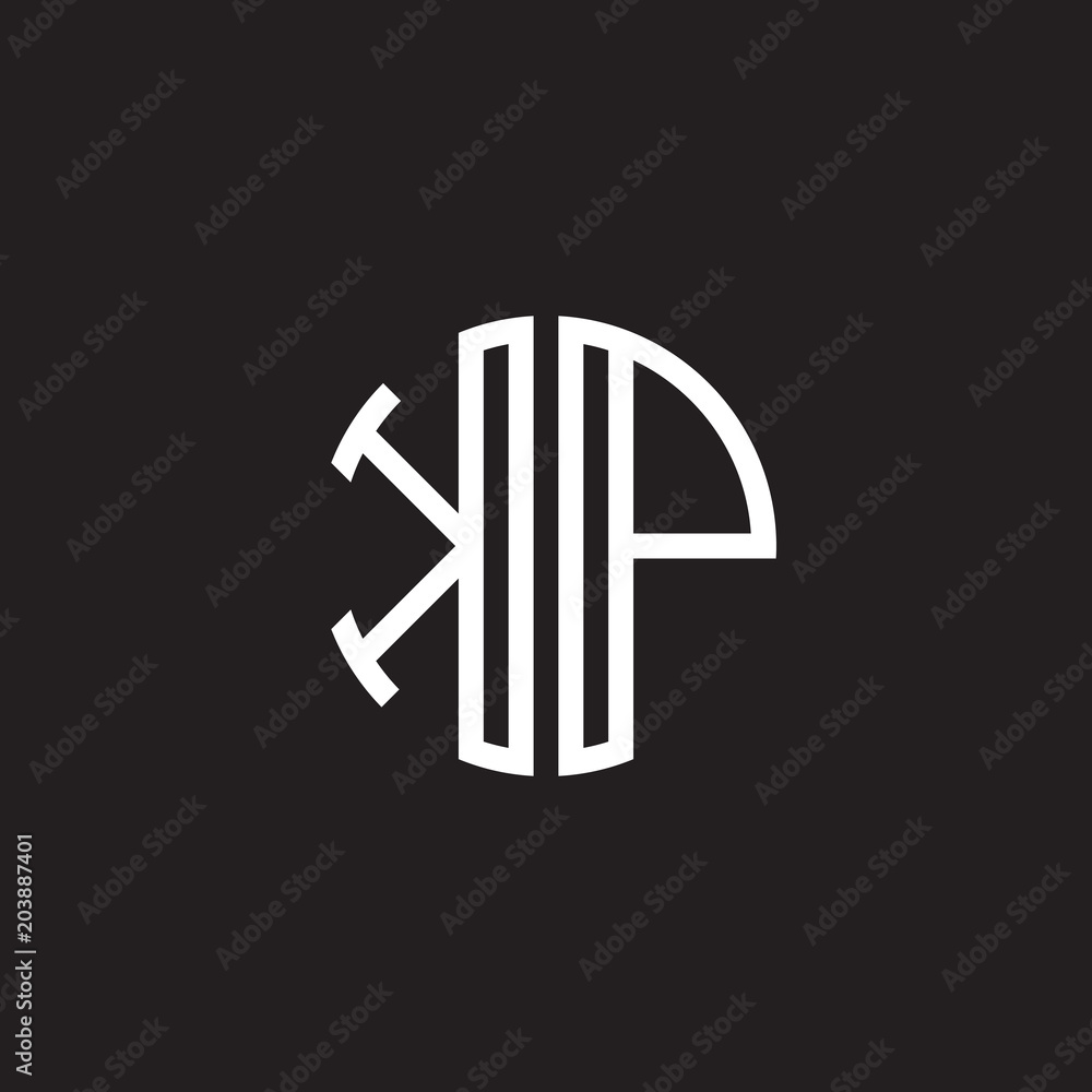 Initial letter KP, minimalist line art monogram circle shape logo ...
