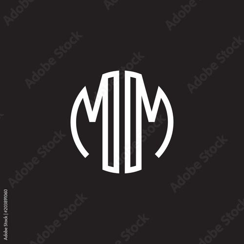 Fotografia Initial letter MM mirror, minimalist line art monogram circle shape logo, white