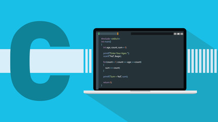 Sticker - c sharp programming language with laptop and code script on screen