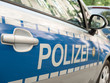German News Concept: Blue Police Car, Selected Focus
