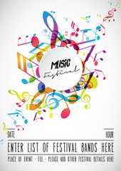 Wall Mural - abstract music festival advertising poster template with tunes.