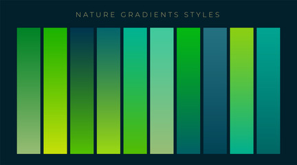 Wall Mural - set of fresh green gradients background
